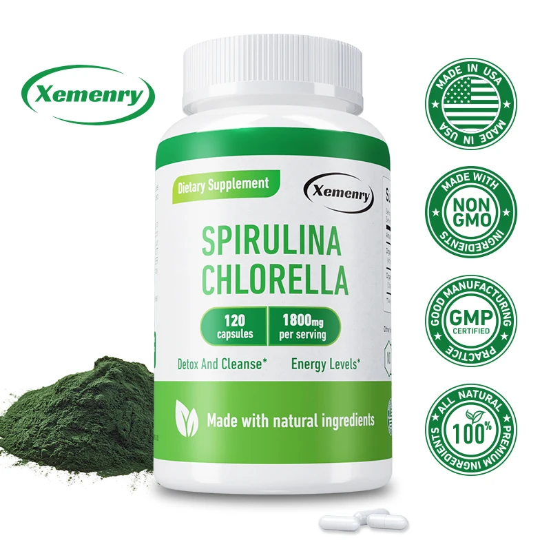 Tulsi Holy Basil - Spirulina Chlorella-Kapseln – natürliche Energie- und