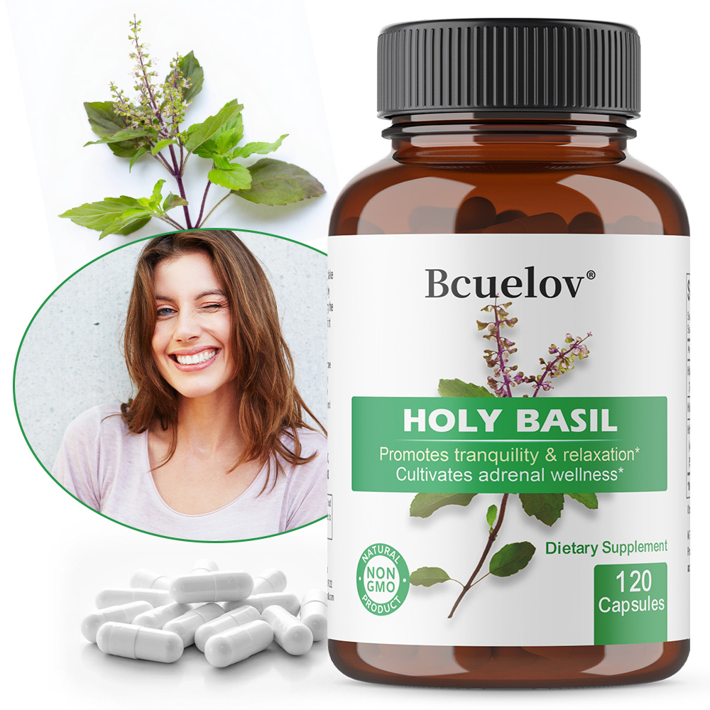 Tulsi Holy Basil - Heilige Basilikum-Tulsi-Extrakt-Kapseln, unterstützen die Nebennieren, das