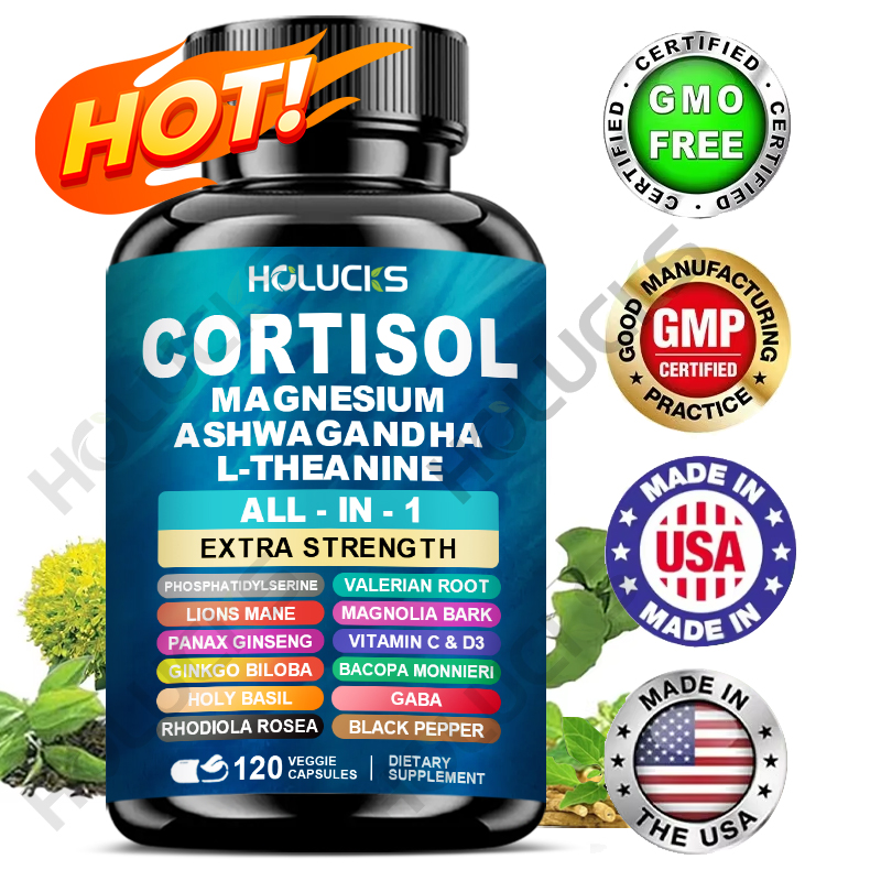 Tulsi Holy Basil - Corti-Beruhigungs-C Cortisol-Ergänzungsmittel mit Magnesium, Ashwagandha, L-Theanin